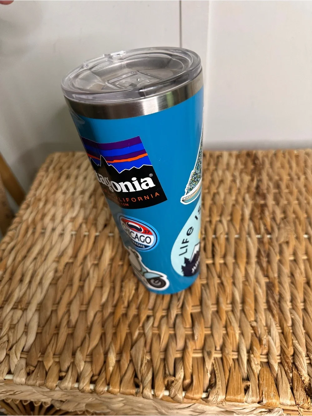 Corkcicle Blue Stainless Steel Travel Tumbler with Fish Sticker - Picture 3 of 9